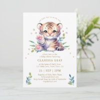 Cute Animal Tiger Stars White Baby Shower