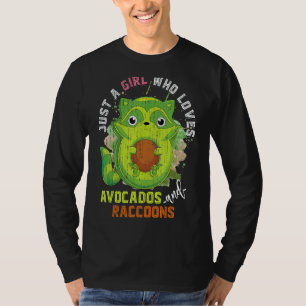 Cute Animal Trash Panda Avocado Girls Women Racco T-Shirt