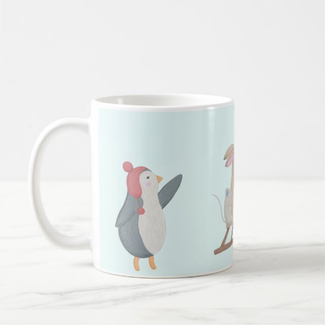 Cute animal winter scene coffee mug (Left)