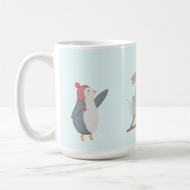 Cute animal winter scene coffee mug (Left)