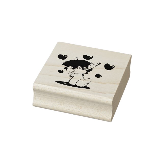 Cute Animal with Hearts Rubber Stamp (Stamp)