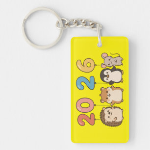 Cute Animals 2026 Happy New Year-60822 Key Ring