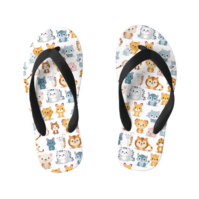 Cute Animals 6  Kid's Flip Flops (Footbed)