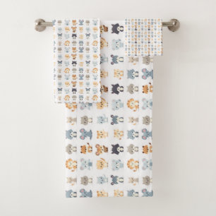 Cute Animals 7 Bath Towel Set