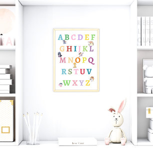 Cute Animals Alphabet Baby Nursery Poster