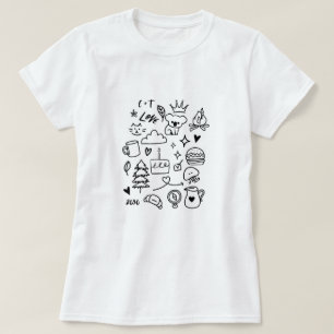 Cute Animals and Objects Graphic T-Shirt