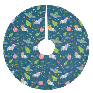 Cute Animals Astronauts Brushed Polyester Tree Skirt