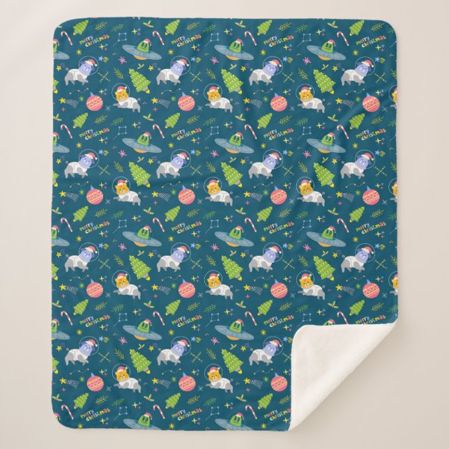 Cute Animals Astronauts Sherpa Blanket (Front)