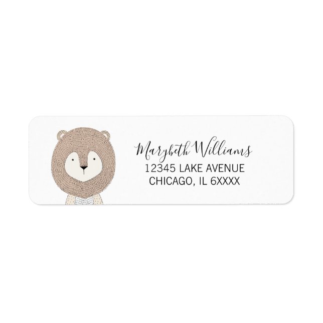 Cute Animals Baby Shower Address Labels | Lion (Front)