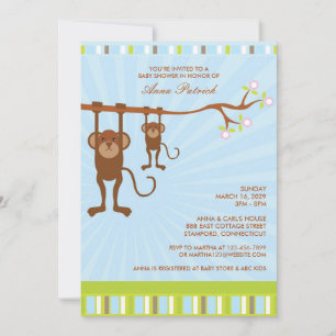 Cute Animals Baby Shower Flat Invitation