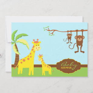 Cute Animals Baby Shower Flat Invitation