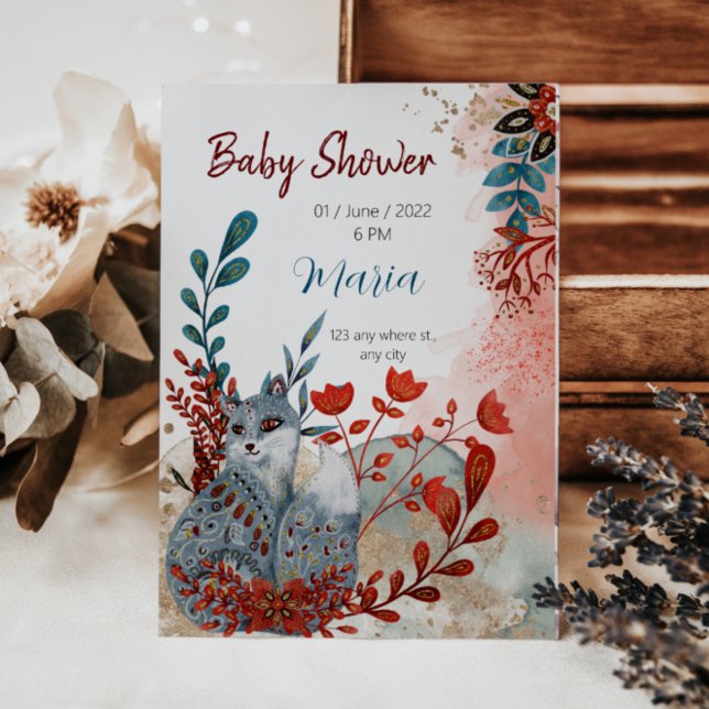 Cute Animals baby shower invitation red and blue (Creator Uploaded)