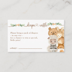 Cute Animals Baby Shower New Mummy Diaper Raffle Enclosure Card