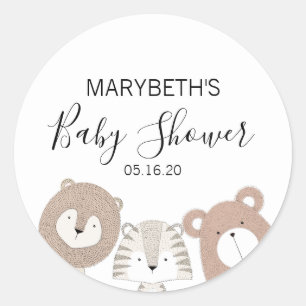 Cute Animals Baby Shower Sticker