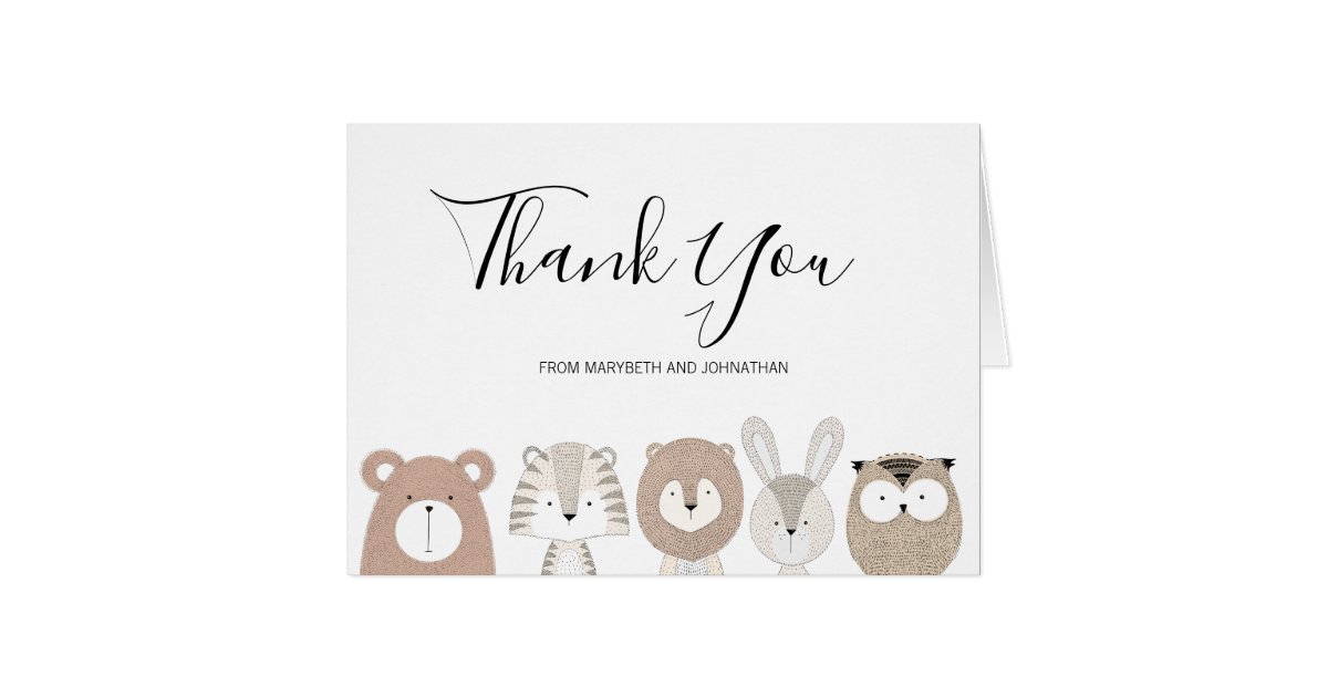 Cute Animals Baby Shower Thank You Card | Zazzle.co.uk