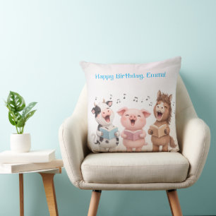 Cute Animals Band Birthday Cushion