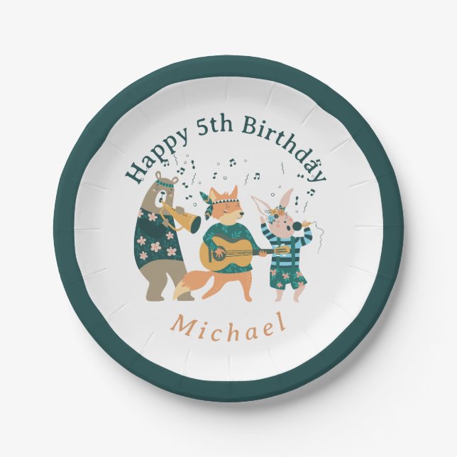 Cute Animals Band Paper Plate (Front)