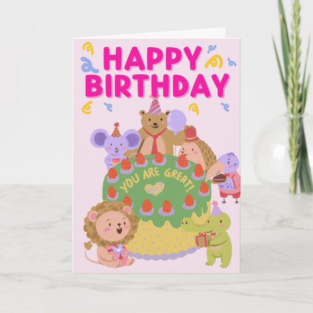 Cute Animals birthday card (Front)