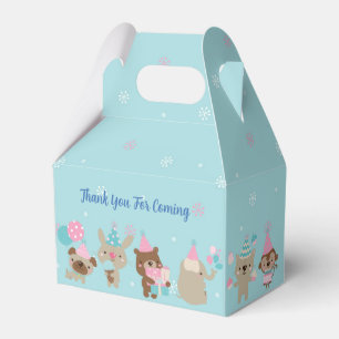 Cute Animals Blue Watercolor 1st Birthday Party Fa Favour Box