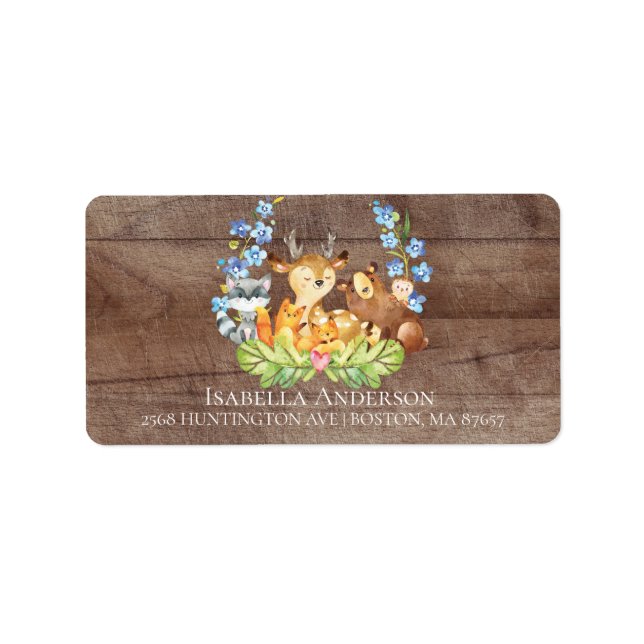 Cute Animals Boys Baby Shower Address Label (Front)