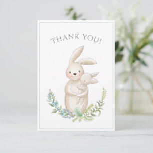 Cute Animals Bunny Green Baby Shower Thank You