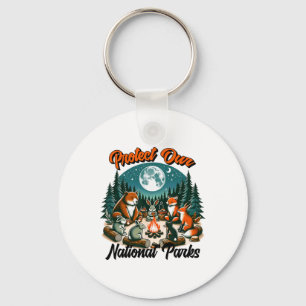 Cute Animals Camping Protect Our National Parks An Key Ring