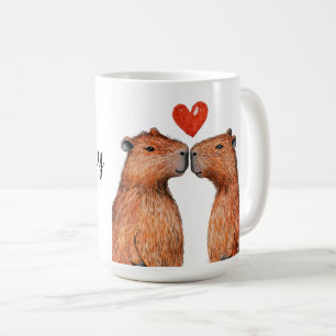 cute animals capybaras with hearts painted  coffee mug