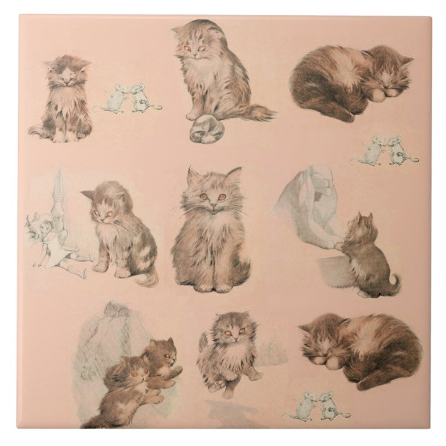 CUTE ANIMALS / CAT AND MOUSE STORIES IN PINK TILE (Front)
