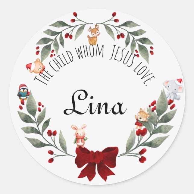 Cute animals Christmas gift stickers  (Front)