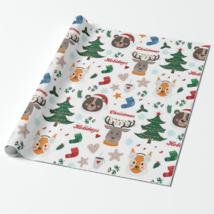 Cute Animals Christmas Pattern Wrapping Paper