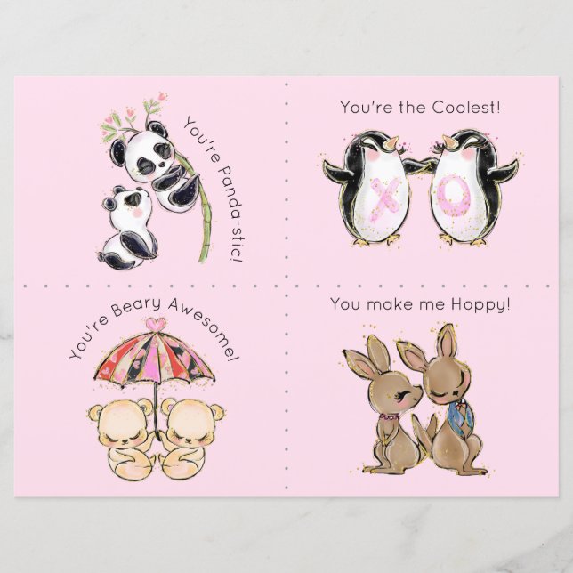 Cute Animals Classroom Valentine's Day Card (Front)