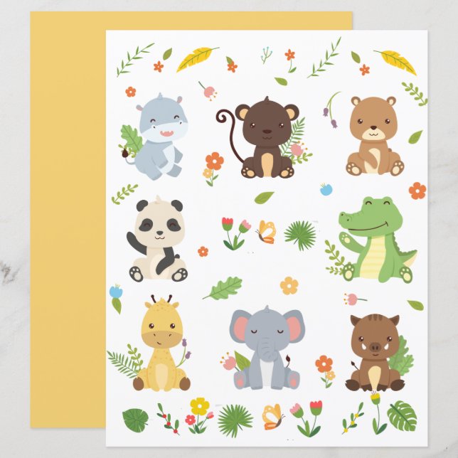 Cute Animals Collection 4 Scrapbooking Paper (Front/Back)