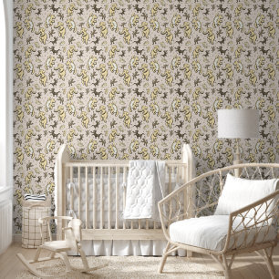 Cute Animals Dance Beige Cream Nursery Wallpaper