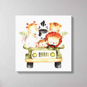Cute Animals Driving Canvas Print