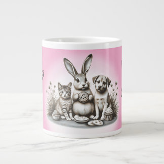 Cute animals eating cookies sharing stealing moral large coffee mug