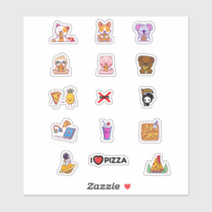 Cute Animals Eating Pizza Sheet