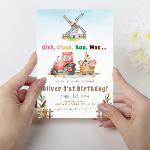 Cute Animals Farm Birthday Party Invitation