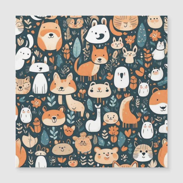 Cute animals fun design green decor (Front)