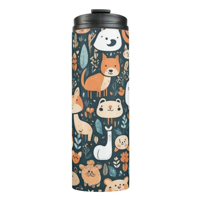 Cute animals fun design green decor thermal tumbler (Front)