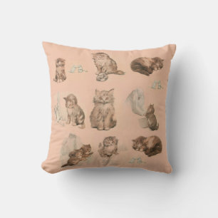 CUTE ANIMALS FUNNY CAT AND MOUSE STORIES PINK Baby Cushion