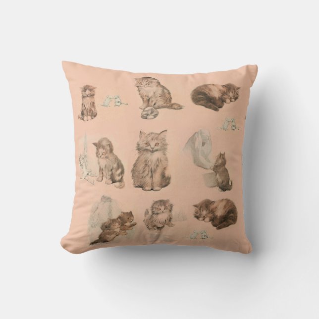 CUTE ANIMALS FUNNY CAT AND MOUSE STORIES PINK Baby Cushion (Front)