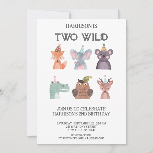 Cute Animals gender-neutral birthday Invitation (Front)