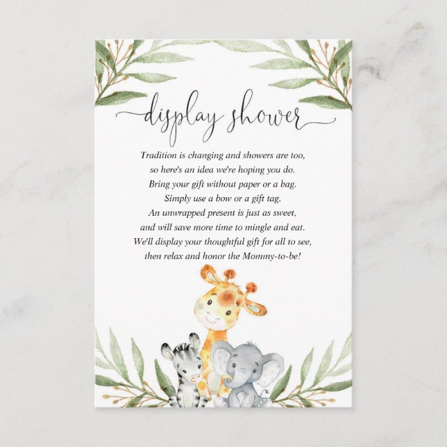 Cute animals gender neutral display shower insert (Front)