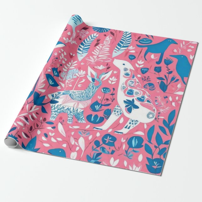 Cute animals gift ideas Wrapping Paper (Unrolled)