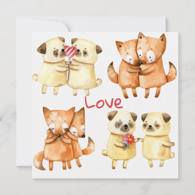 Cute Animals Holiday Card (Front)