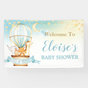 Cute Animals Hot Air Balloon Baby Shower Welcome Banner
