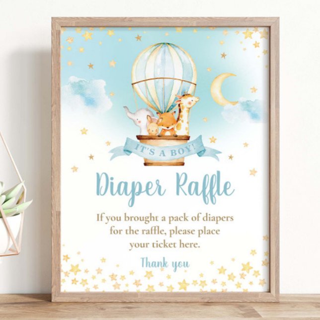 Cute Animals Hot Air Balloon Diaper Raffle Sign (Creator Uploaded)