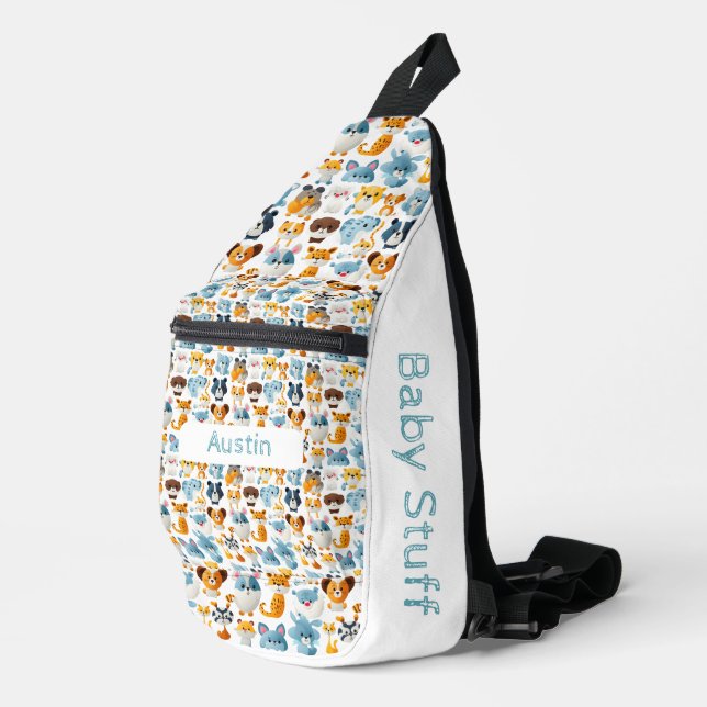 Cute Animals I Custom Name  Sling Bag (Right Corner)