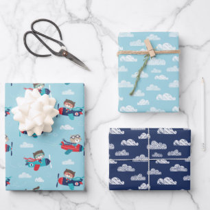 Cute animals in aeroplanes Wrapping Paper