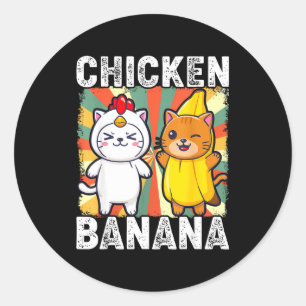 Cute Animals In Chicken And Banana Costumes Kawaii Classic Round Sticker